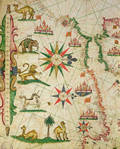 La costa norteafricana, de un atlas náutico, 1651 (detalle) de Pietro Giovanni Prunes